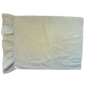 VTG Wamsutta Green Gingham Pillowcase Ruffle Edge Standard Country Farmhouse